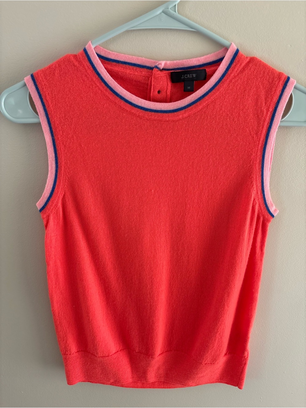 J. Crew Coral Tank Top with Pink and Blue Trim